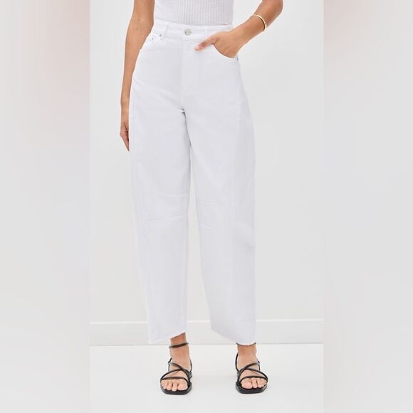 NWT Aligne Tommy Barrel Leg White Jeans High Rise Size 25 - Picture 3 of 13